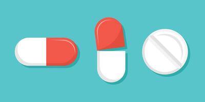 Pills capsules icon in flat style. Medical tablet illustration on isolated background. Healthcare drug sign business concept. vector