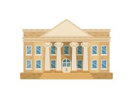 banco edificio icono en plano estilo. financiación Departamento ilustración en aislado antecedentes. palacio de justicia con columnas firmar negocio concepto. vector