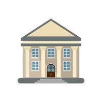 Bank building icon in flat style. Financing department illustration on isolated background. Courthouse with columns sign business concept. vector