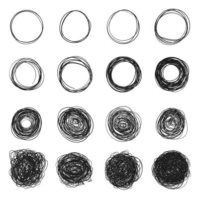 Circle line sketch icon in hand drawn style. Circular scribble doodle illustration on isolated background. Pencil or pen bubble sign business concept.
