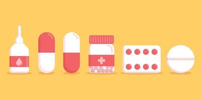 Pills capsules icon in flat style. Medical tablet illustration on isolated background. Healthcare drug sign business concept. vector