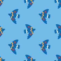 Seamless pattern with blue birds vector