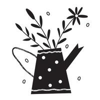 illustration with watering can and flowers vector