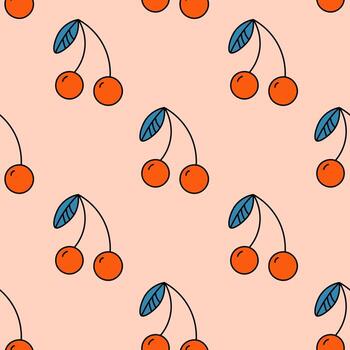 Pattern with red cherry vector