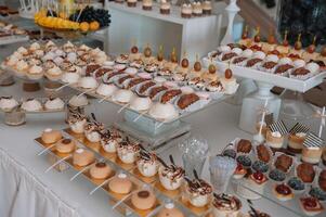 Fresh, exotic, organic fruits, light snacks in a plate on a buffet table. photo