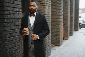 Thinking businessman during coffee break photo