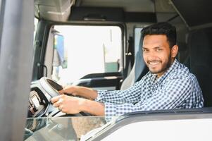 Portrait of a indian truck driver. photo