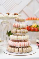 various dessert with fresh fruit on buffet line, sweet photo