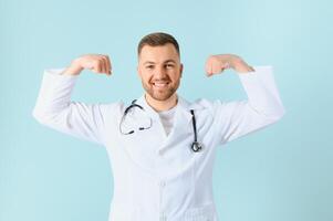 male doctor show strong arm to you photo