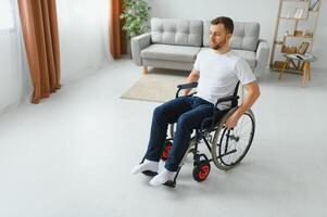 Enthusiastic disabled man having a great morning photo