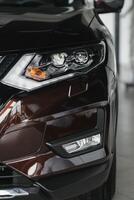 headlight of modern prestigious car close up. photo