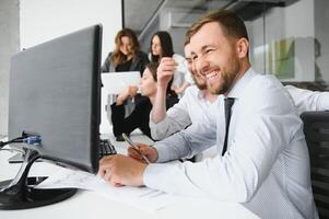 Group of young people in business meeting photo