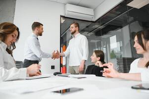 Business people working on project in office photo