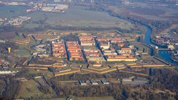 Aerial view of Terezin, a fortified town with a history as a WWII concentration camp photo