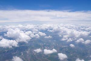 Beautiful sky from the window view on airplane photo