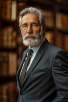 male lawyer in cabinet or library. photo