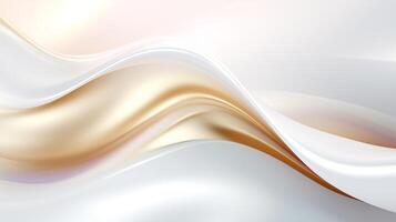 Abstract white wavy background with streaks of gold color. Textured backdrop. Elegant white modern architecture art. photo
