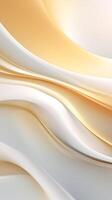 Abstract white wavy background with streaks of gold color. Textured backdrop. Elegant white modern architecture art. photo