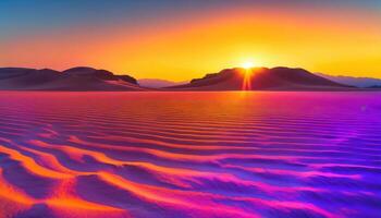 foto de paisaje naturaleza arena dunas con naranja puesta de sol luz,