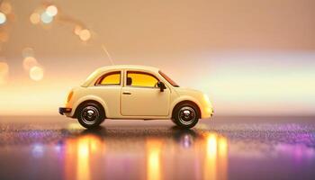 photo of mini car toy with glowing light,