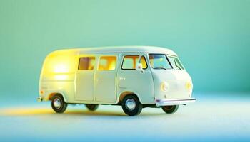 photo of mini van toy with glowing light,