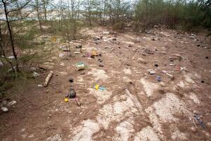 garbage and dirty Sand Beach in Pak Phanang district at at Nakornsrithammarat, Thailand photo