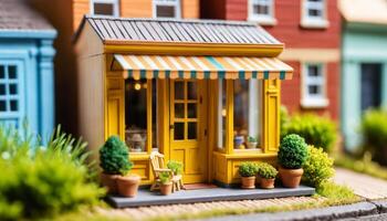 photo of miniature scene store seller toy,