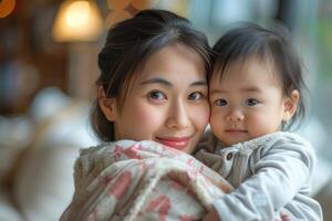 asian woman and her toddler. photo