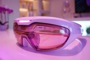 protective glasses for laser treatment in a spa salon. photo