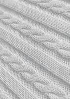 White background vertical texture of knitted pattern with pigtail photo