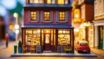 photo of miniature scene store seller toy,