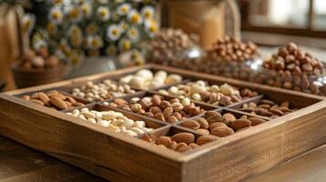 Nutty varieties - different types of nuts - exploring the diverse world of nuts, from almonds and walnuts to pecans and pistachios, packed with flavor, nutrients, and versatility. photo