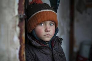 Portrait of an orphan, life, struggles, and resilience of a child without parents, navigating through challenges with hope and determination in a world of uncertainty photo