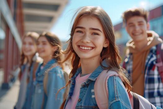 contento colegio estudiantes, genial momentos y recuerdos, aula, entusiasmo para aprendiendo, celebrando el viaje de educación lleno con la risa y amistad. foto