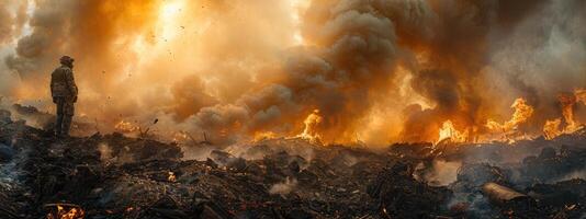 An emotional spectacle of the destructive power of a natural cataclysm, a deep perception of the elements and their impact, a fascinating look at destruction and its consequences photo