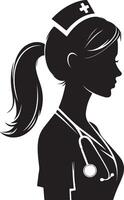 Woman nurse silhouette vector