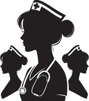 nurses silhouette art vector