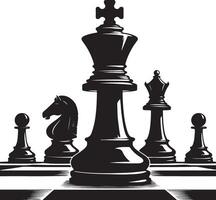 Chess board pieces black color silhouette vector