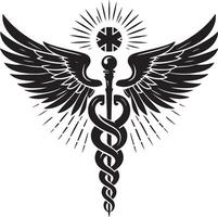 Caduceus Black Medical Symbol Silhouette black color silhouette vector