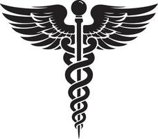 Caduceus Black Medical Symbol Silhouette black color silhouette vector