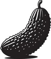Cucumber, fruit silhouette, black color silhouette vector