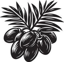 Dates fruit silhouette vector