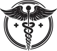 Caduceus Black Medical Symbol Silhouette black color silhouette vector