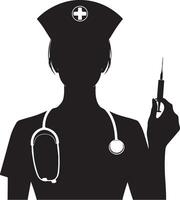 Woman nurse silhouette vector