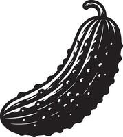 Cucumber, fruit silhouette, black color silhouette vector