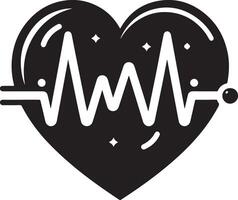 Health heart with pulse icon silhouette and line vector