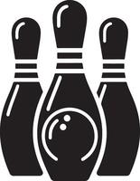 Bowling pin, black color silhouette vector