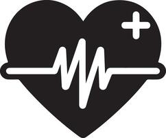 Health heart with pulse icon silhouette and line vector