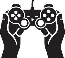 Black Silhouettes Joystick in hand Gamer vector