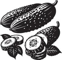 pepino, Fruta silueta, negro color silueta vector